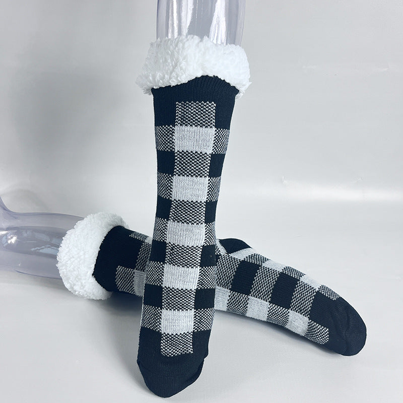 Cozy Winter Fleece Non-Slip Grip Socks For Women With Thick Cushioning
