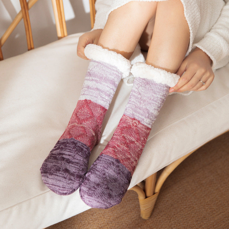Christmas Floor Socks For Adults Carpet Socks For Home Plus Fleece Sleeping Lamb Socks