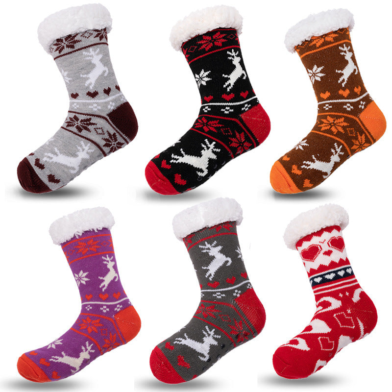 Slipper Socks Winter Socks With Extra Fleece Sole Adhesive Socks For Adult Floor Socks