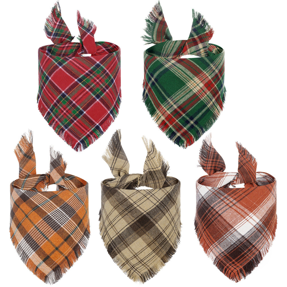 Christmas Dog Bandanas with Tassels Edges