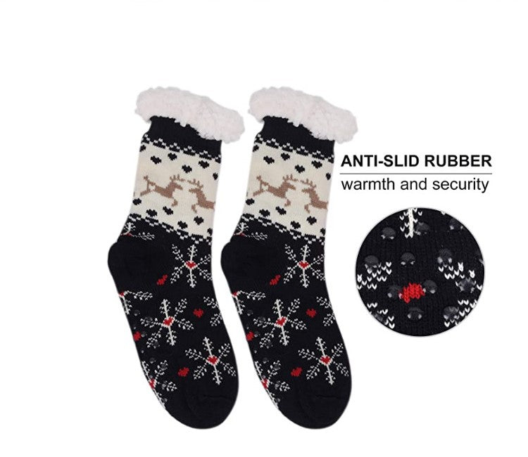 Christmas Floor Socks Adult Plus Fleece Home Sleeping Socks Carpet Sock Leg Cover Non-Slip