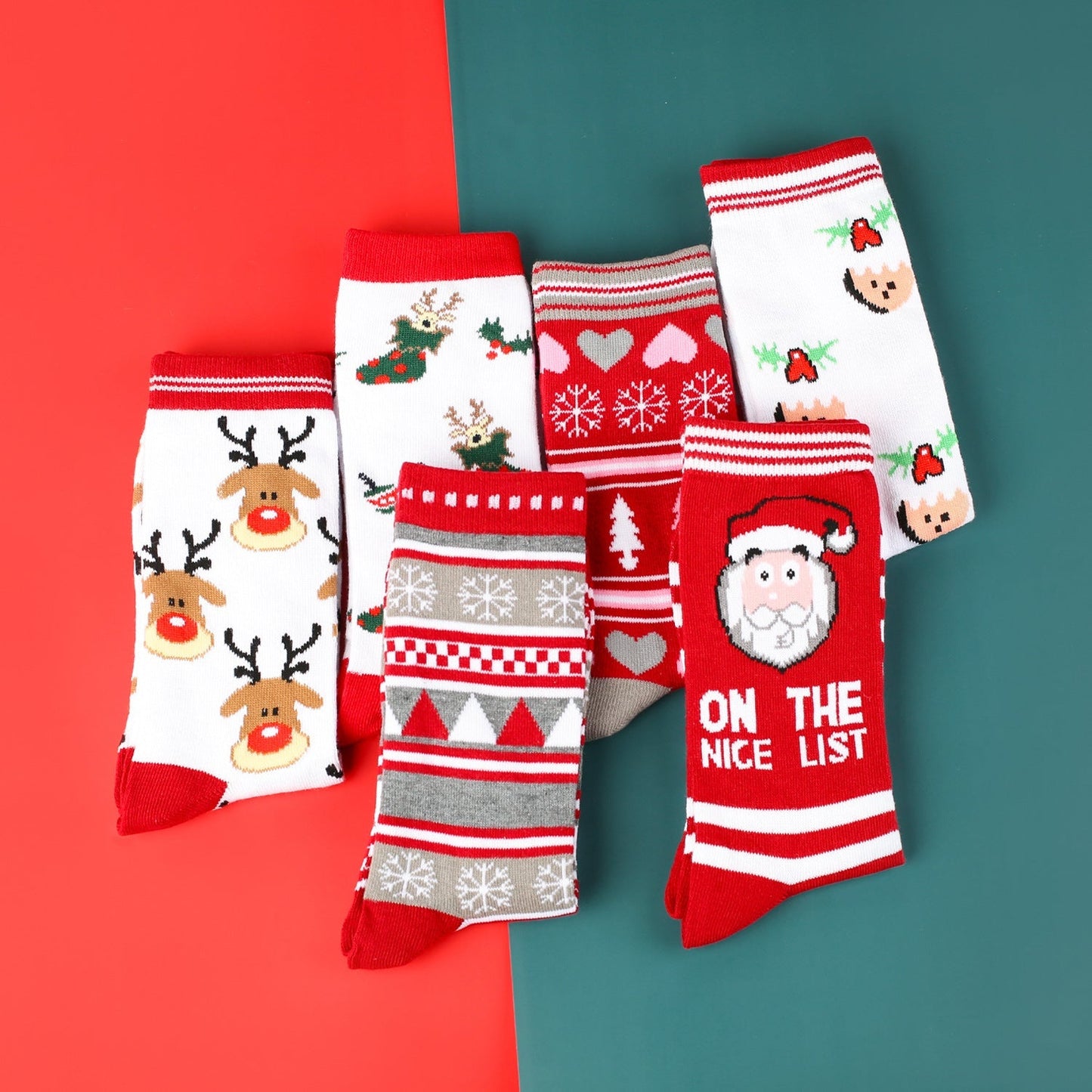 New Popular Breathable Christmas Cartoon Mid Calf Socks
