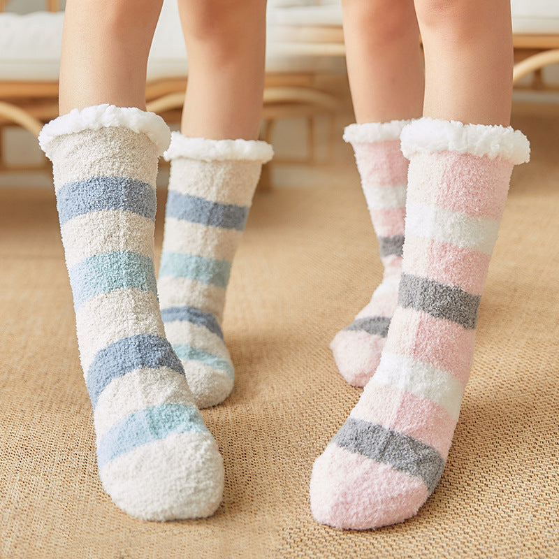 Coral Velvet Floor Socks For Winter Mid Calf Sock