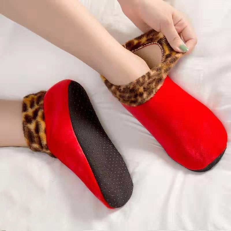 Cozy Thick And Non-Slip For Adults Socks Winter Warmth Unisex Short Leopard Print Floor Socks