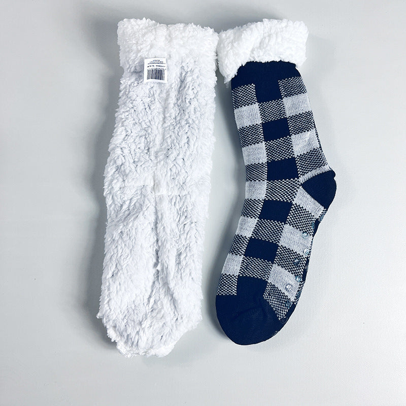 Cozy Winter Fleece Non-Slip Grip Socks For Women With Thick Cushioning