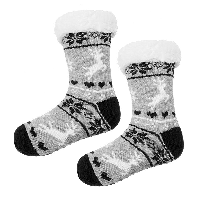 Slipper Socks Winter Socks With Extra Fleece Sole Adhesive Socks For Adult Floor Socks