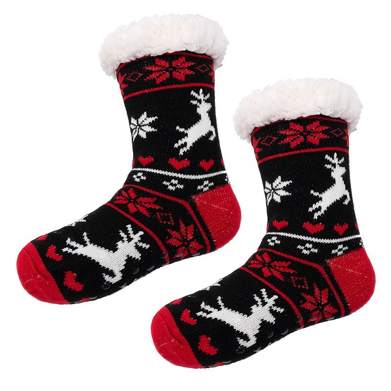 Slipper Socks Winter Socks With Extra Fleece Sole Adhesive Socks For Adult Floor Socks