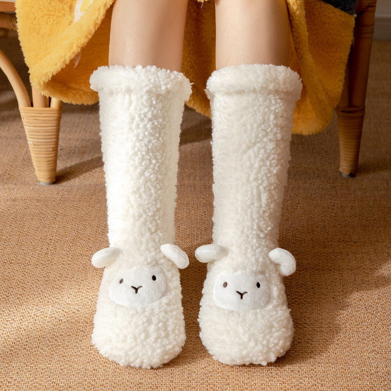 Home Floor Cute Socks Sleep Socks Christmas Snow Socks Coral Velvet Slippers Carpet Socks