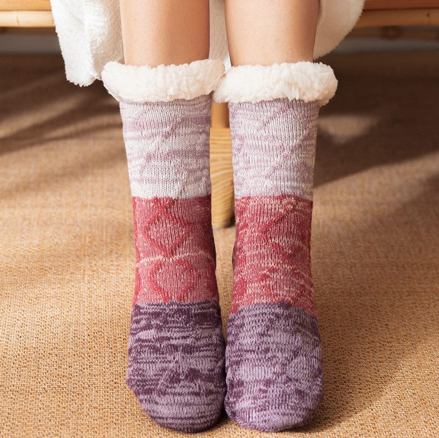 Christmas Floor Socks For Adults Carpet Socks For Home Plus Fleece Sleeping Lamb Socks