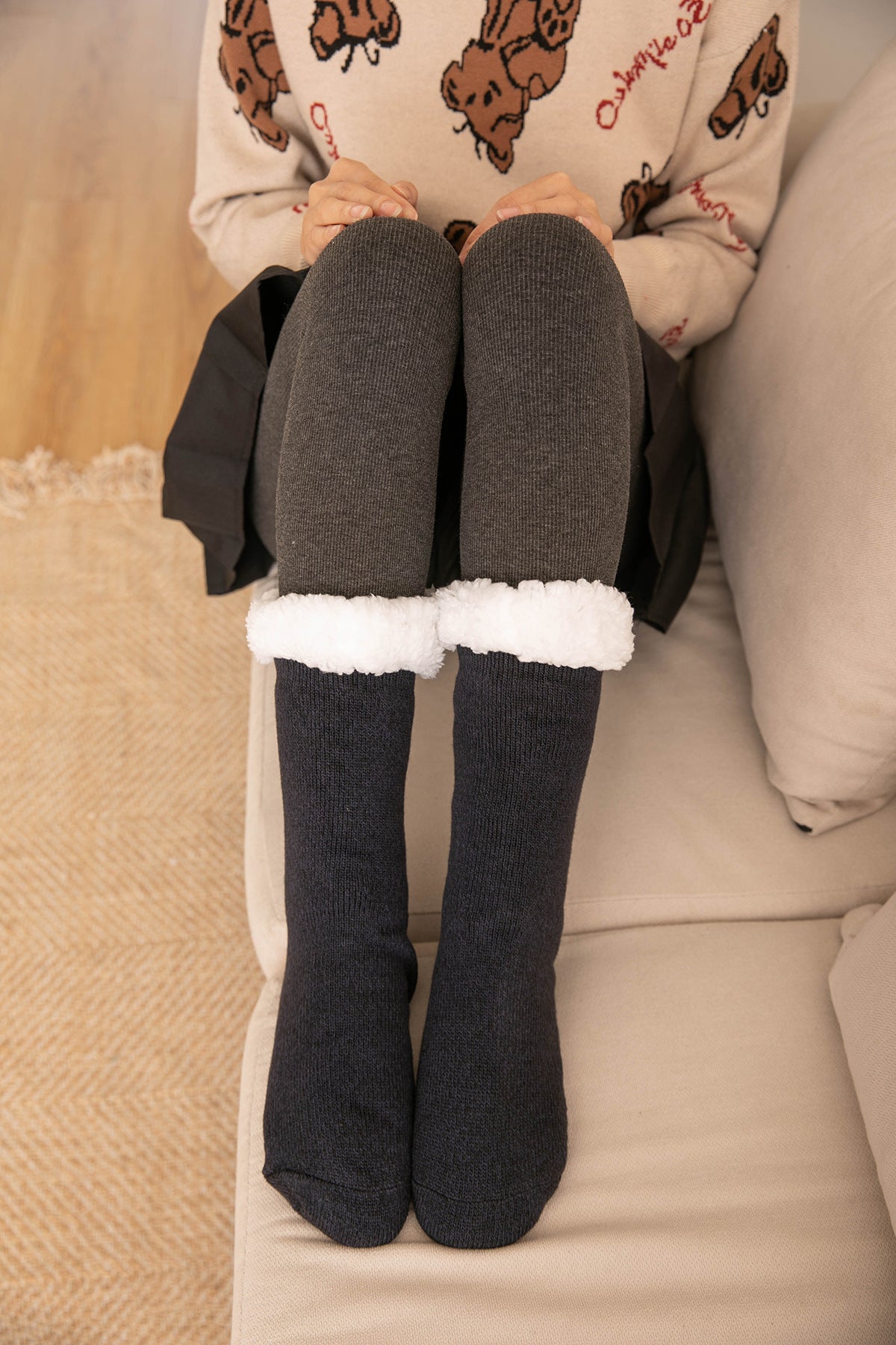 Ladies' Sherpa Fleece Floor Socks Women's Socks For Sleep