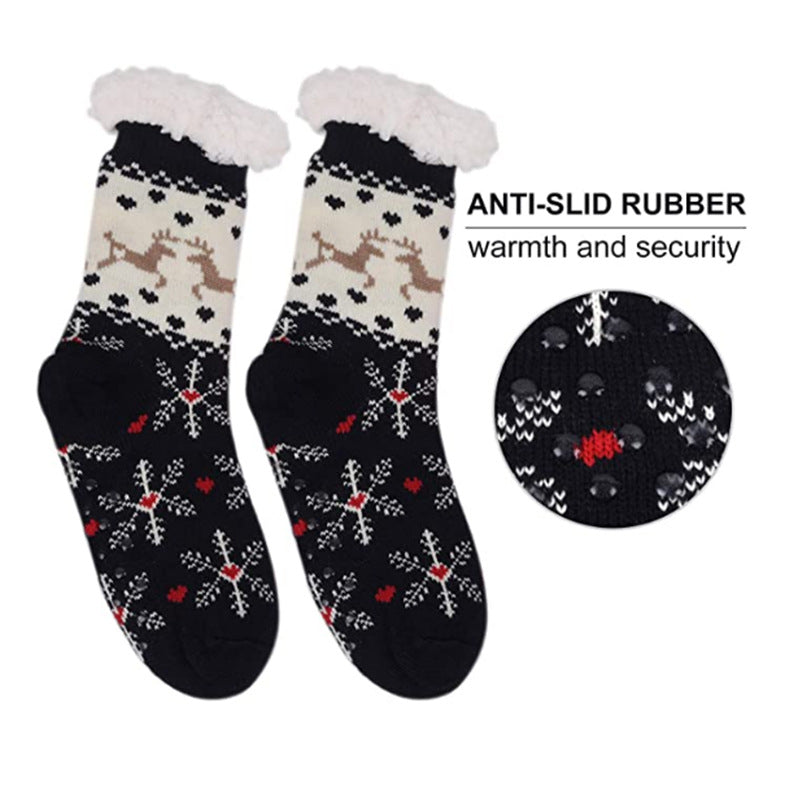 Christmas Floor Socks Adult Plus Fleece Home Sleeping Socks Carpet Sock Leg Cover Non-Slip