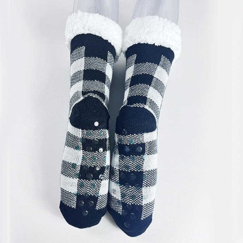 Cozy Winter Fleece Non-Slip Grip Socks For Women With Thick Cushioning