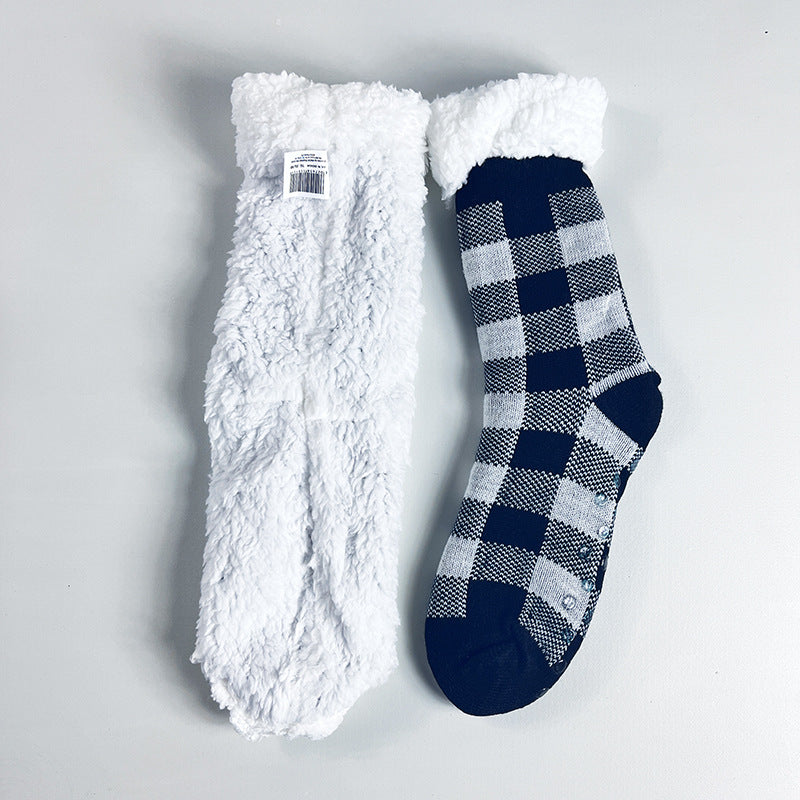 Cozy Winter Fleece Non-Slip Grip Socks For Women With Thick Cushioning
