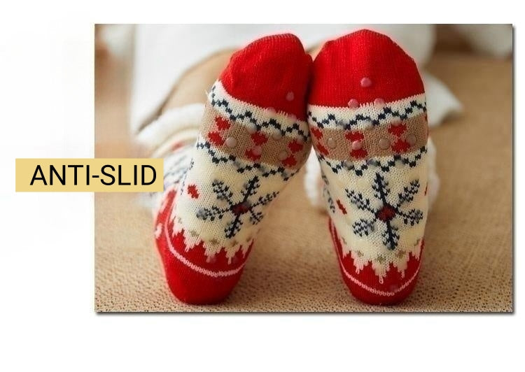 Christmas Floor Socks Adult Plus Fleece Home Sleeping Socks Carpet Sock Leg Cover Non-Slip