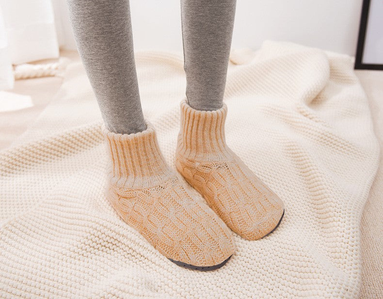 Winter Comfort Elevated Soft Sole Floor Socks For Women Cozy Non-Slip Indoor Socks Ankle Socks