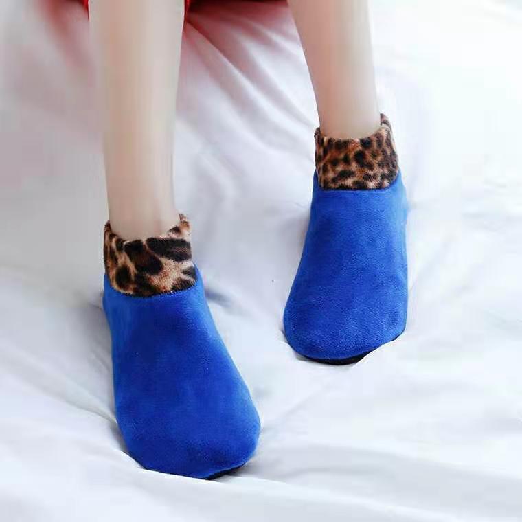 Cozy Thick And Non-Slip For Adults Socks Winter Warmth Unisex Short Leopard Print Floor Socks