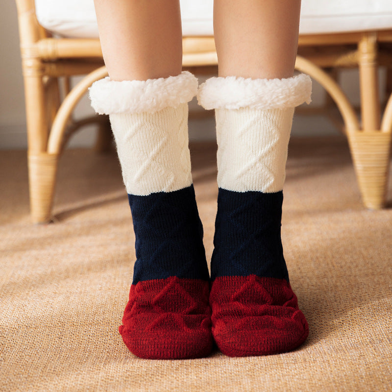 Christmas Floor Socks For Adults Carpet Socks For Home Plus Fleece Sleeping Lamb Socks