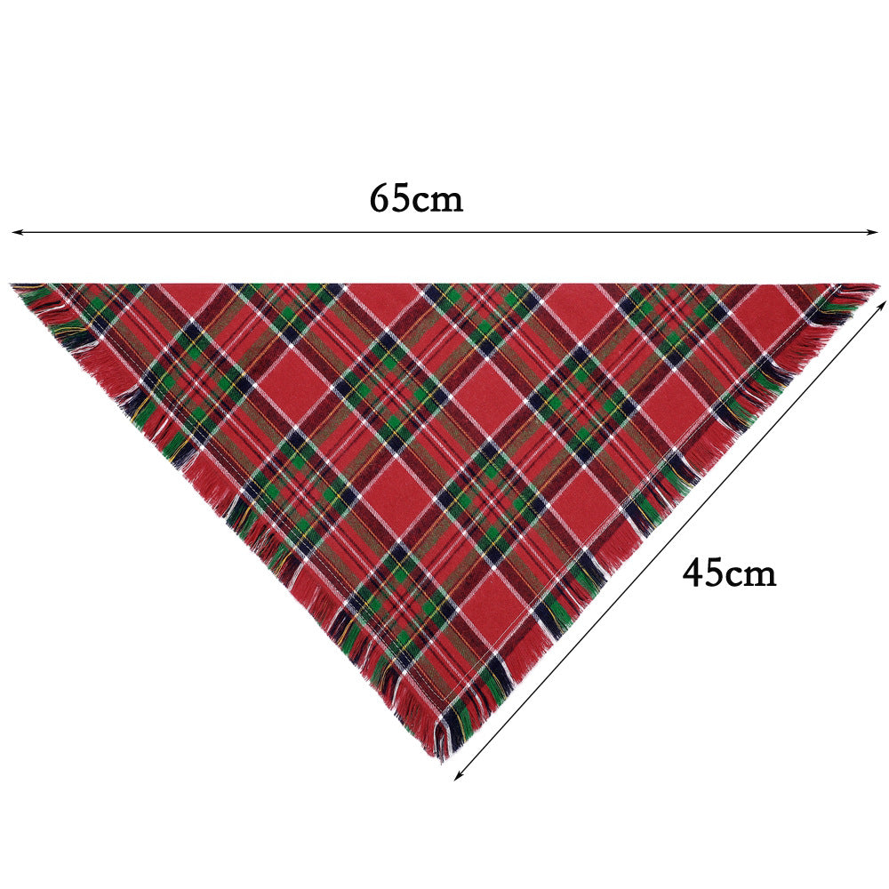 Christmas Dog Bandanas with Tassels Edges