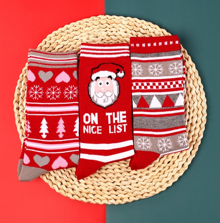 New Popular Breathable Christmas Cartoon Mid Calf Socks