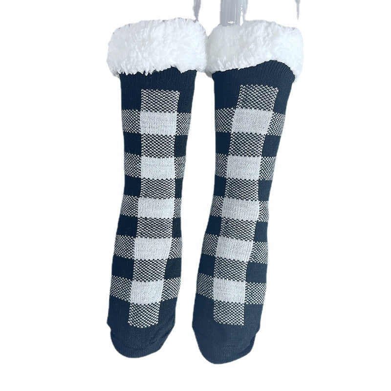 Cozy Winter Fleece Non-Slip Grip Socks For Women With Thick Cushioning