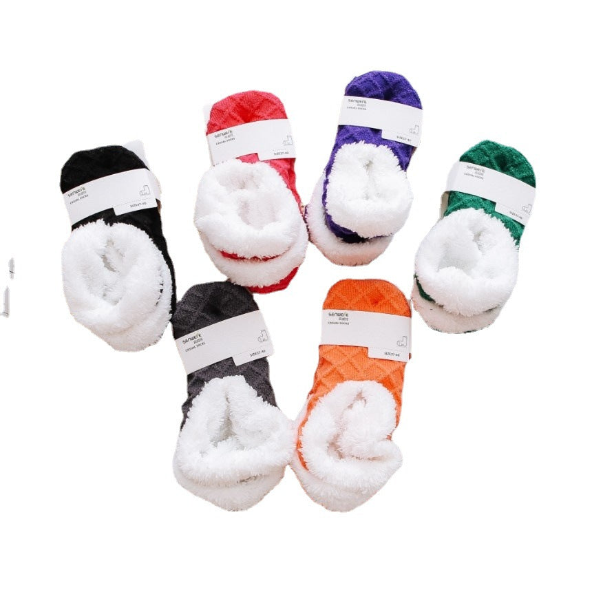 Stylish Black Gray Socks-Cozy Woolen Socks for Warmth Thick Floor Socks
