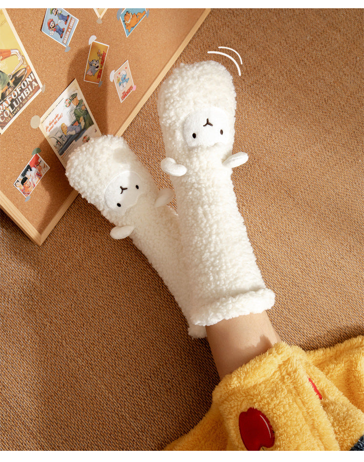 Home Floor Cute Socks Sleep Socks Christmas Snow Socks Coral Velvet Slippers Carpet Socks