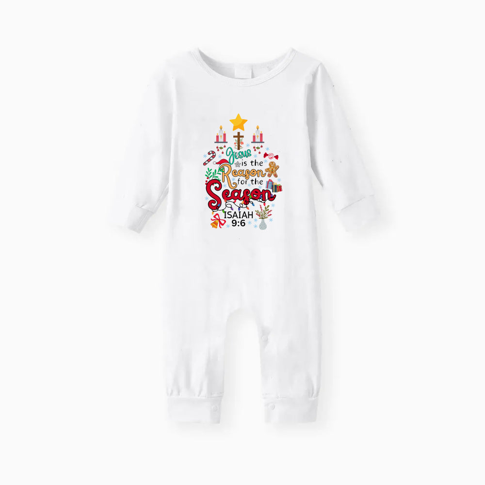Christmas Pattern and “Jesus” Printed Red and Green Plaid Christmas Pajama Set