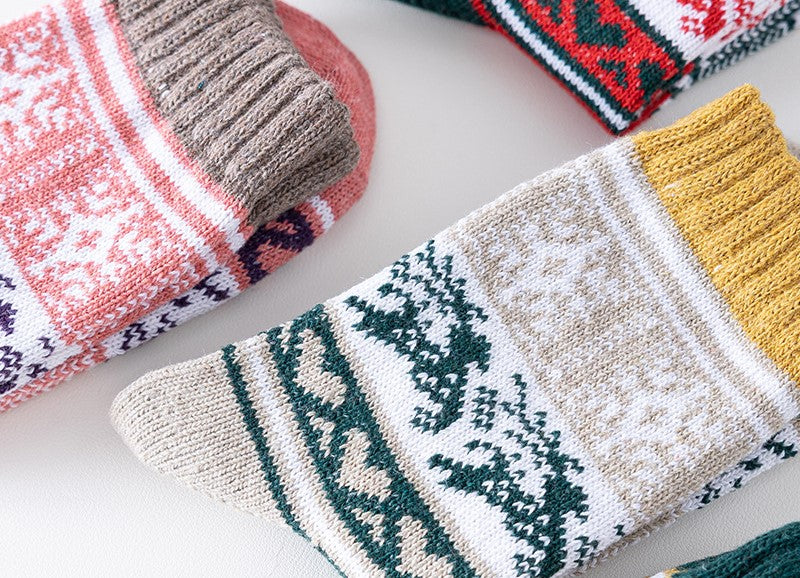 Winter New Socks Mid Calf Socks Rabbit Wool Socks Christmas Women's Socks