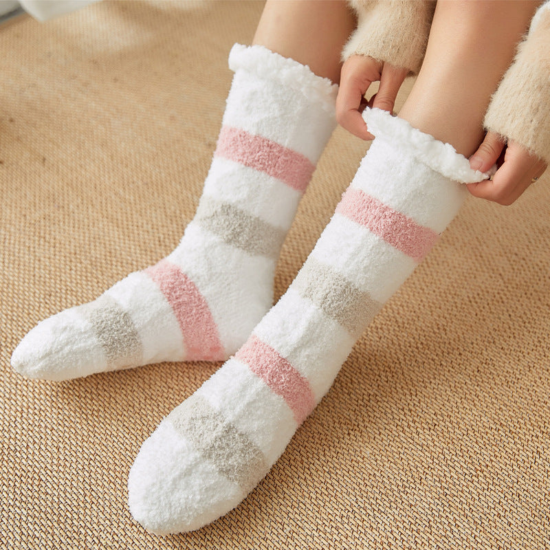 Coral Velvet Floor Socks For Winter Mid Calf Sock