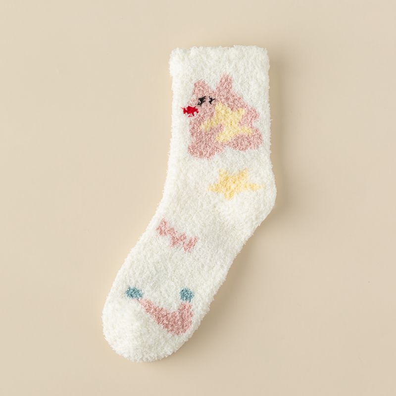 Kawaii Socks Coral Fleece Women's Winter Floor-Length Socks Cozy Cute and Bestselling for the Winter