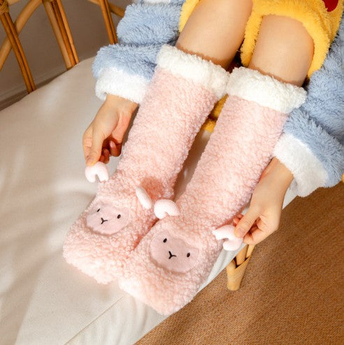 Home Floor Cute Socks Sleep Socks Christmas Snow Socks Coral Velvet Slippers Carpet Socks