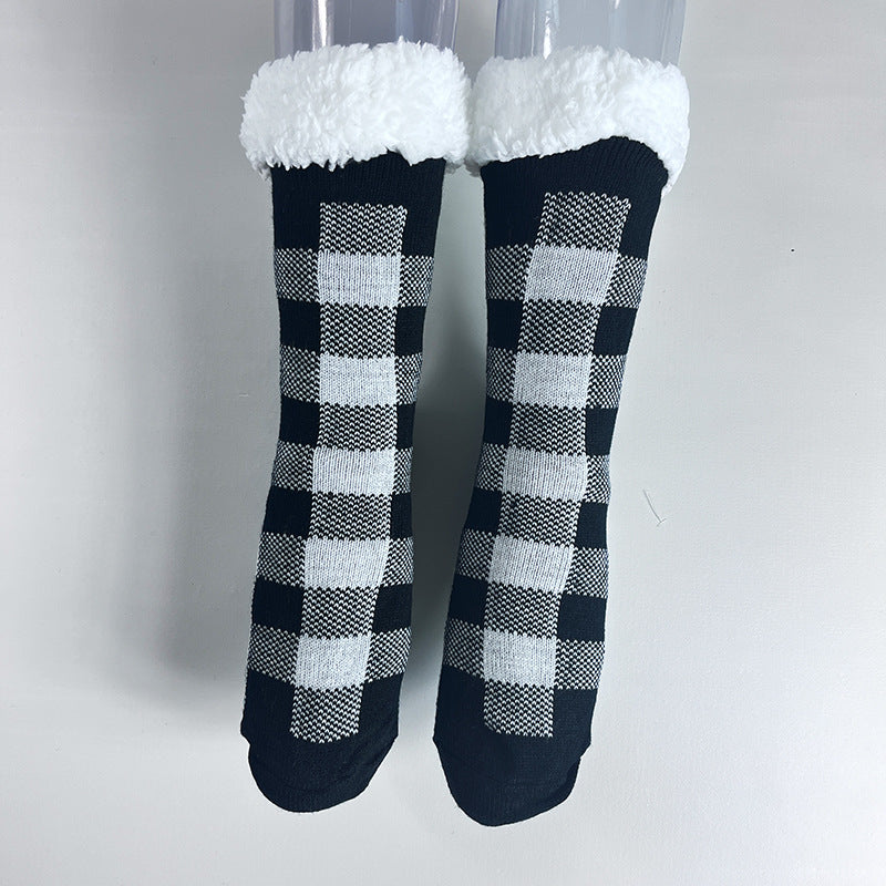 Cozy Winter Fleece Non-Slip Grip Socks For Women With Thick Cushioning