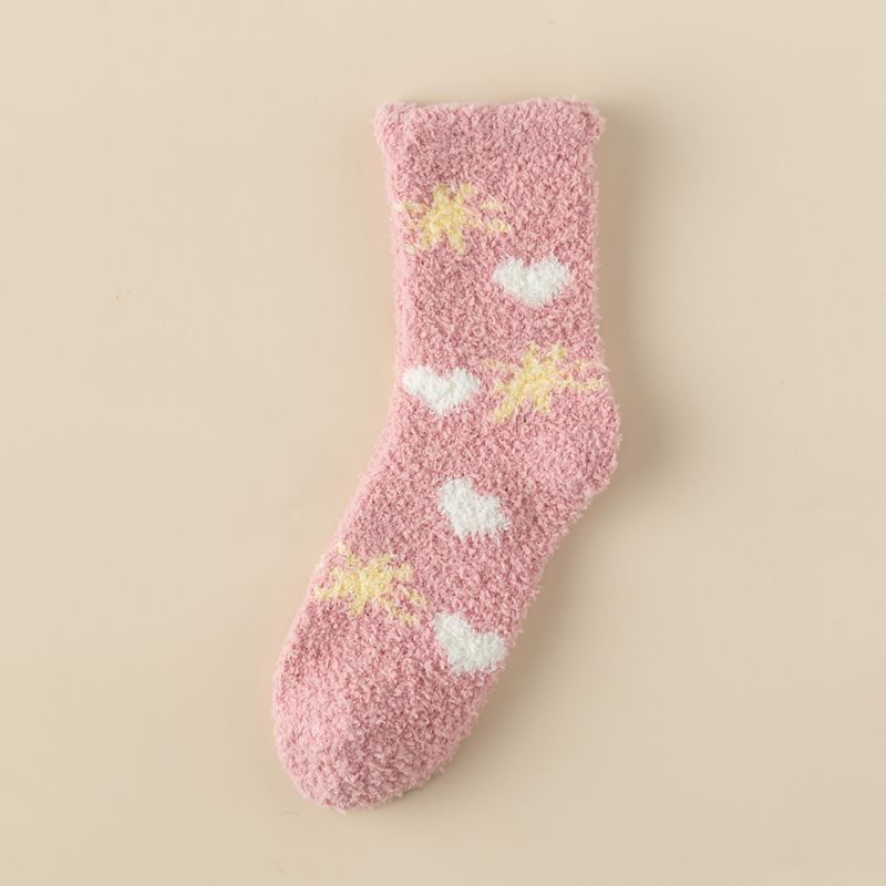 Kawaii Socks Coral Fleece Women's Winter Floor-Length Socks Cozy Cute and Bestselling for the Winter
