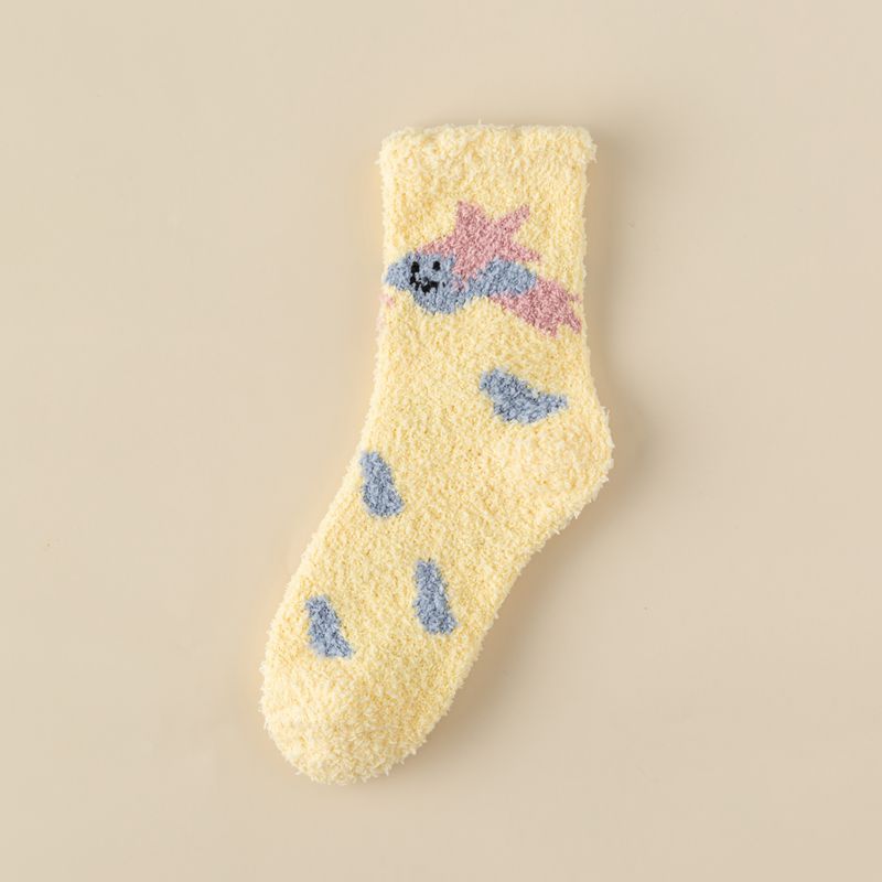 Kawaii Socks Coral Fleece Women's Winter Floor-Length Socks Cozy Cute and Bestselling for the Winter