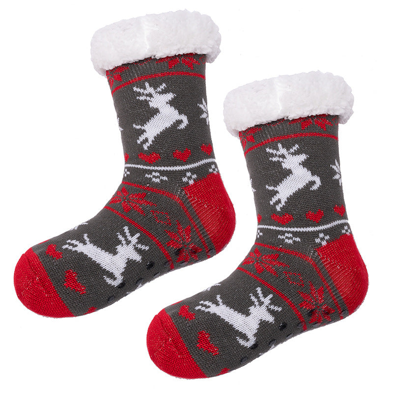 Slipper Socks Winter Socks With Extra Fleece Sole Adhesive Socks For Adult Floor Socks
