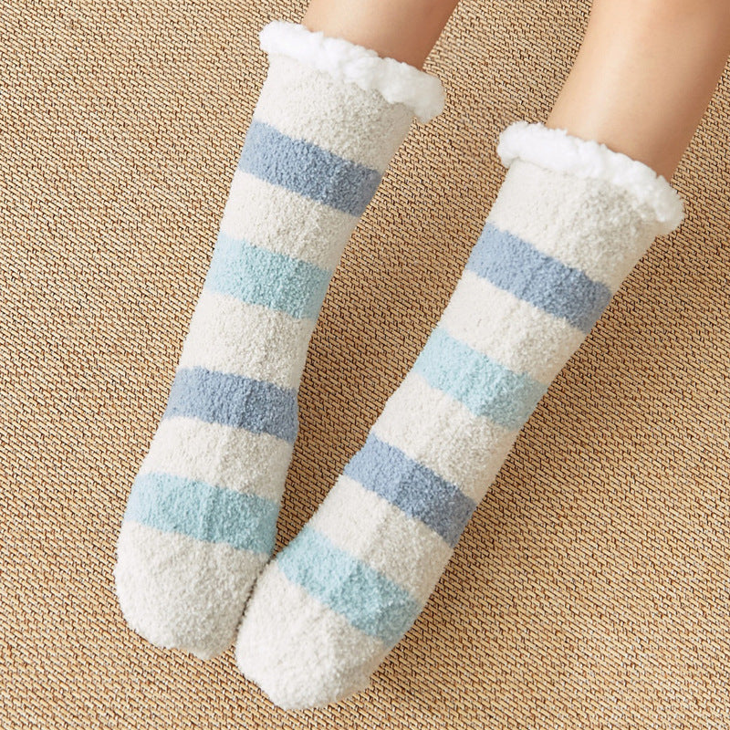 Coral Velvet Floor Socks For Winter Mid Calf Sock