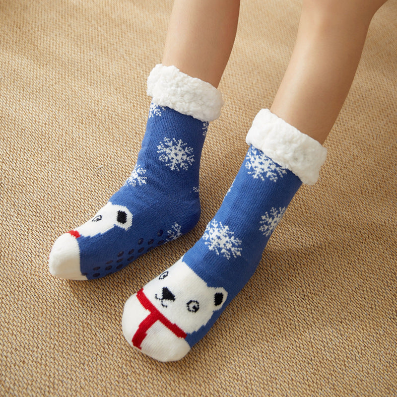Christmas Floor Socks Adult Plus Fleece Home Sleeping Socks Carpet Sock Leg Cover Non-Slip