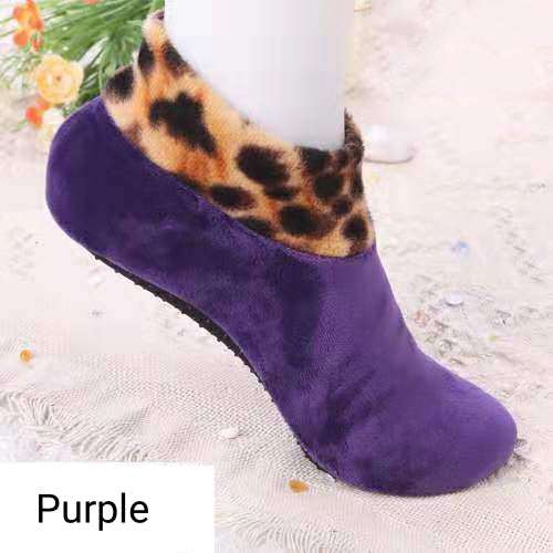 Cozy Thick And Non-Slip For Adults Socks Winter Warmth Unisex Short Leopard Print Floor Socks