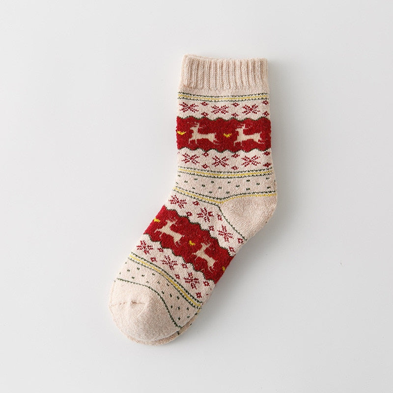 1 Pair Warm Women Socks Striped 3D Socks Winter Style Christmas Colletions