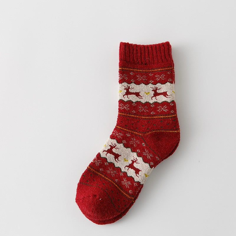 1 Pair Warm Women Socks Striped 3D Socks Winter Style Christmas Colletions
