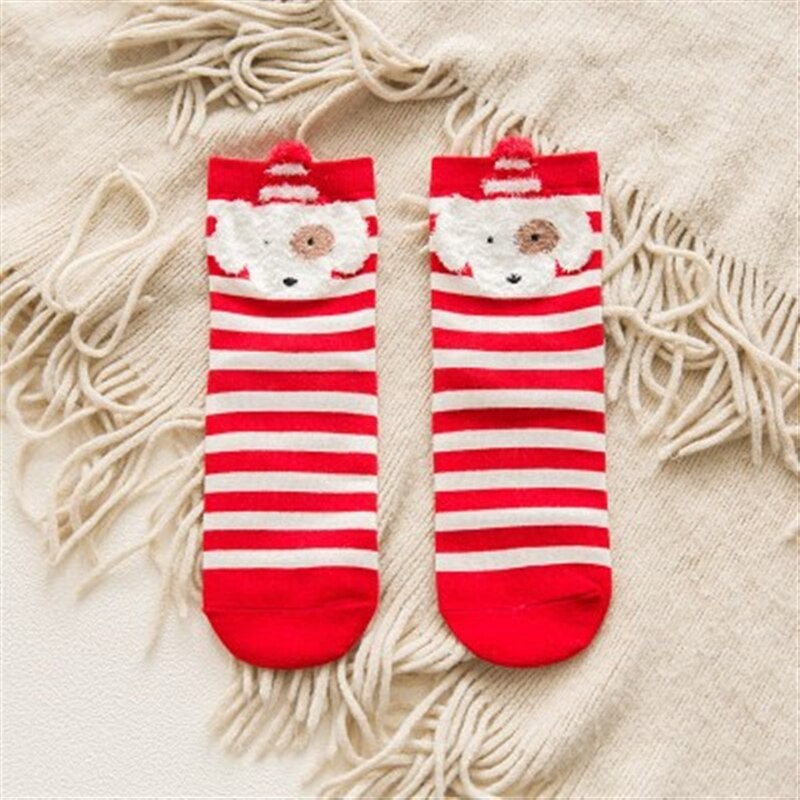 Women kids Winter Christmas Socks David's Deer Cotton Cartoon 4pcs
