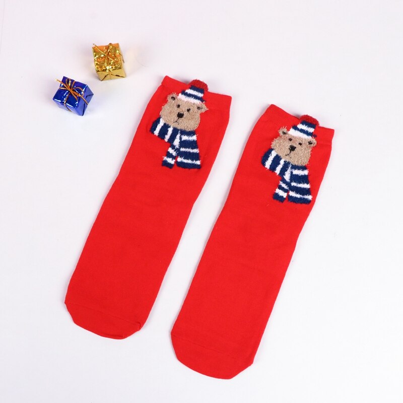 Women kids Winter Christmas Socks David's Deer Cotton Cartoon 4pcs