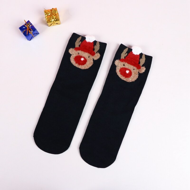 Women kids Winter Christmas Socks David's Deer Cotton Cartoon 4pcs