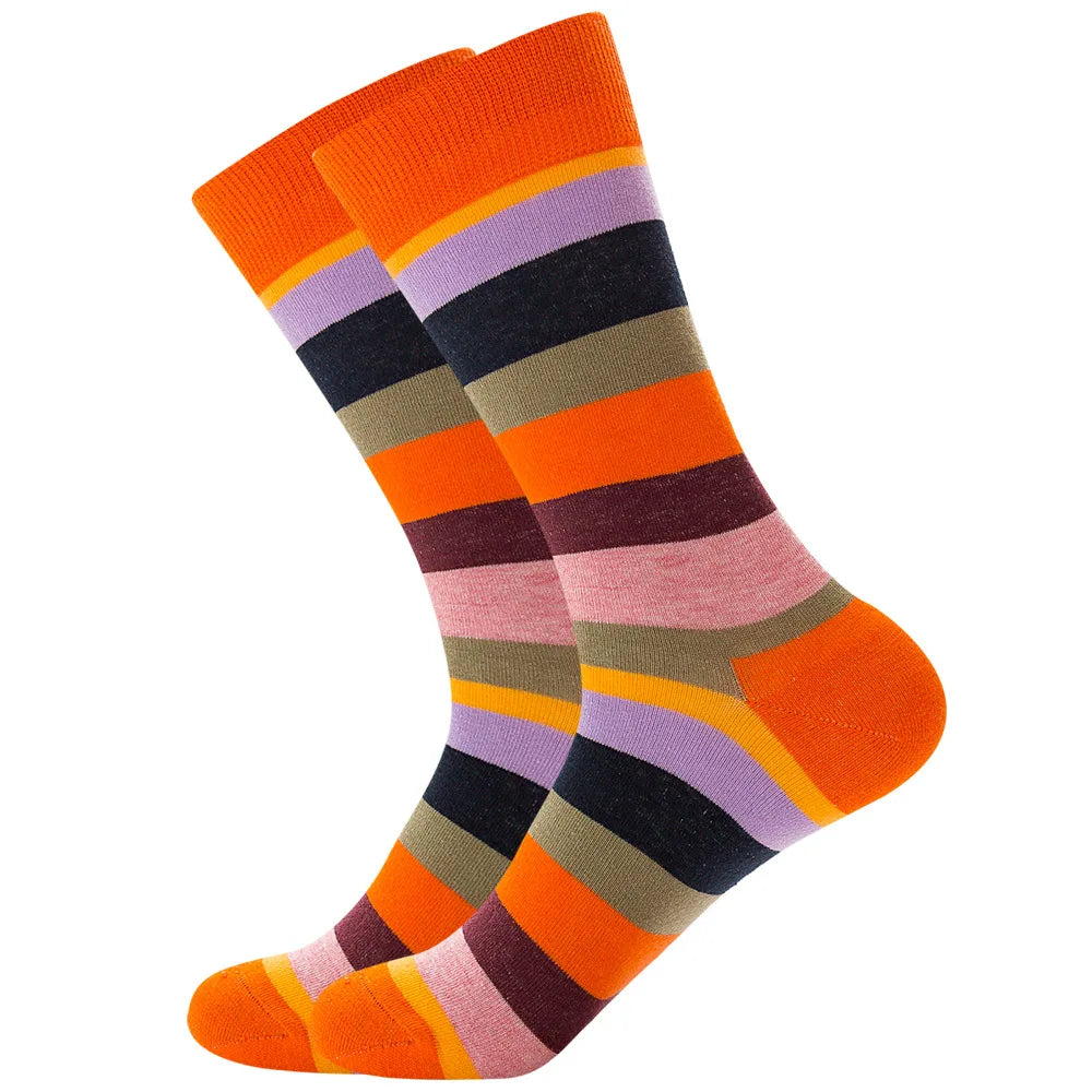 Street Personality Colorful Casual Stripe Grid Geometric Cotton Funny Socks