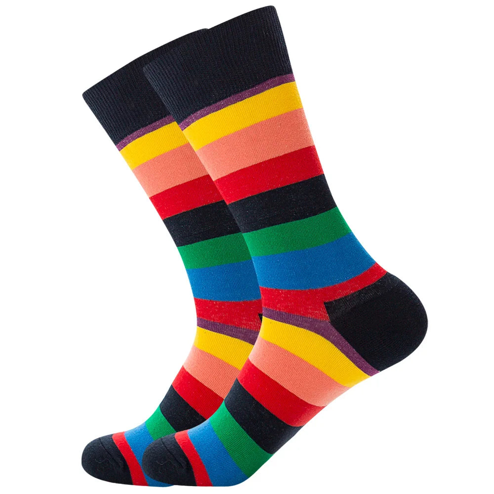 Street Personality Colorful Casual Stripe Grid Geometric Cotton Funny Socks
