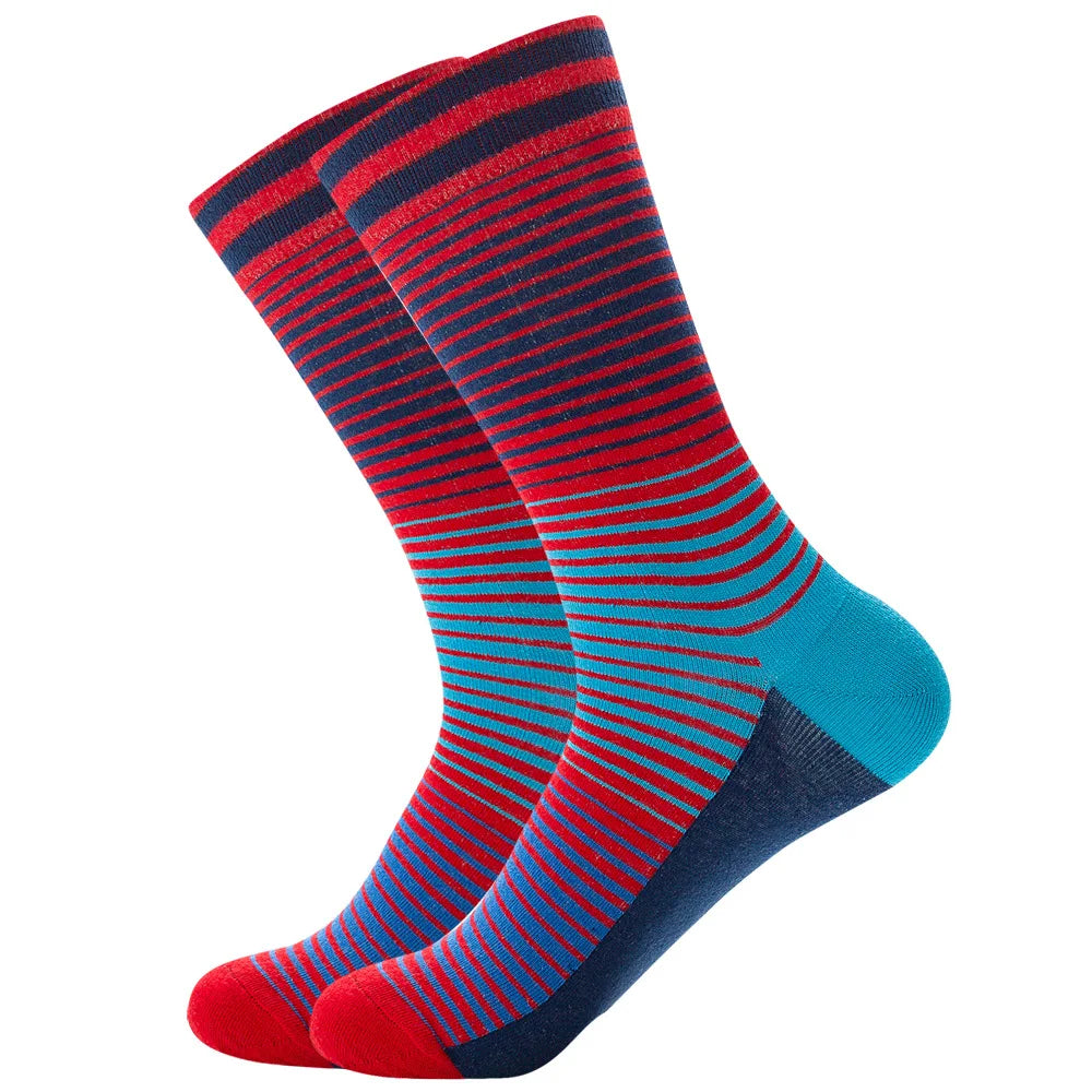 Street Personality Colorful Casual Stripe Grid Geometric Cotton Funny Socks