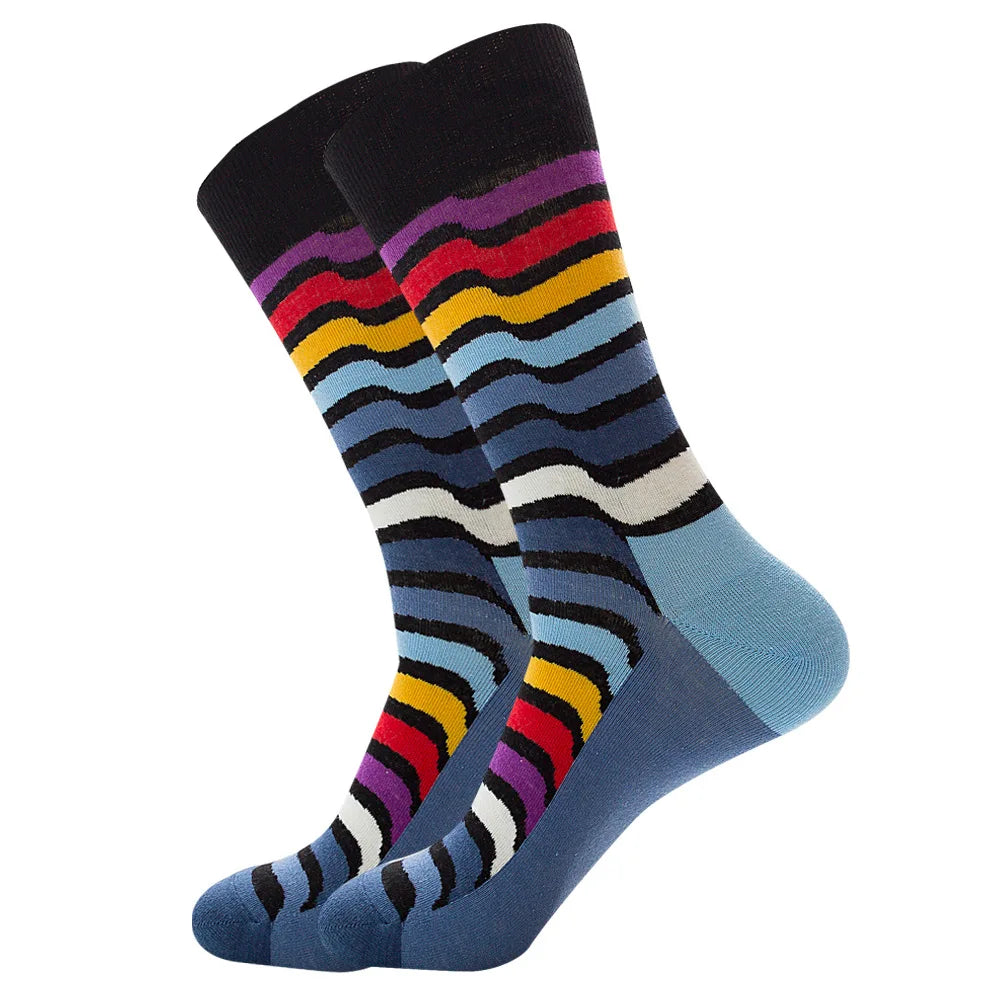 Street Personality Colorful Casual Stripe Grid Geometric Cotton Funny Socks