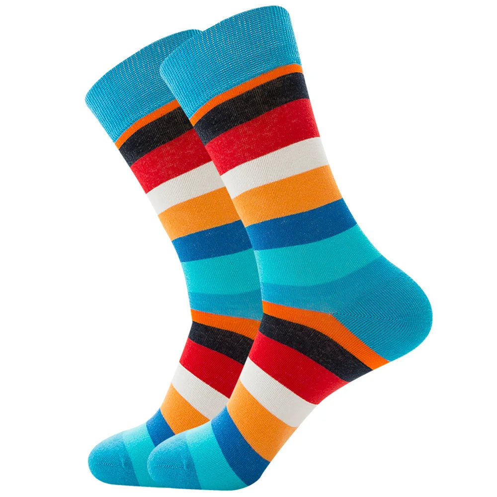 Street Personality Colorful Casual Stripe Grid Geometric Cotton Funny Socks