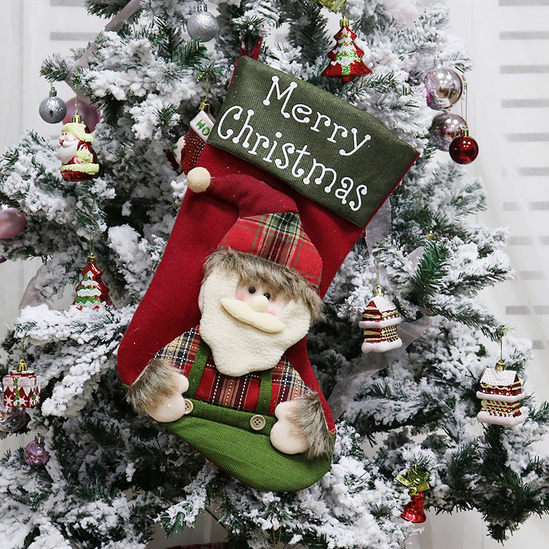 Merry Christmas Gift Bag Santa Snowman Reindeer with Scarf Christmas Socks Candy Stocking