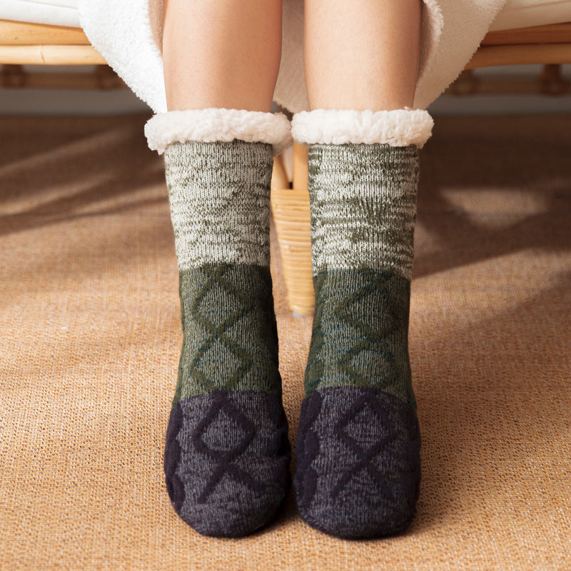 Christmas Floor Socks For Adults Carpet Socks For Home Plus Fleece Sleeping Lamb Socks